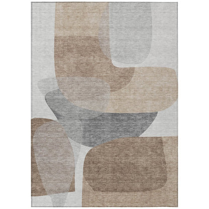 Machine Washable Indoor/Outdoor Chantille ACN2121 Mocha 5' x 7'6" Rug