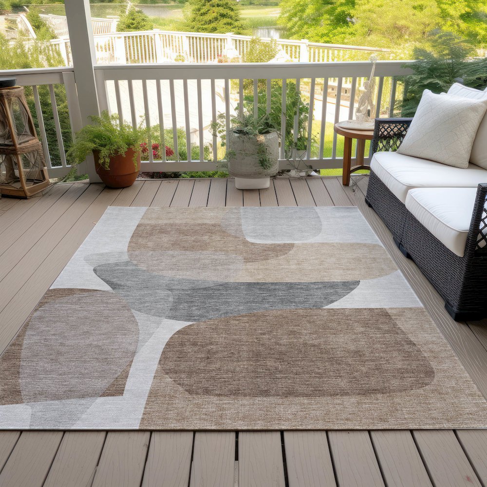 Machine Washable Indoor/Outdoor Chantille ACN2121 Mocha 5' x 7'6" Rug