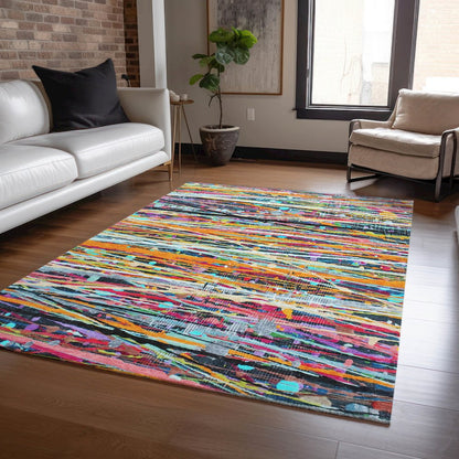 Machine Washable Indoor/Outdoor Chantille ACN2125 Orange 5' x 7'6" Rug