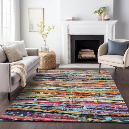 Machine Washable Indoor/Outdoor Chantille ACN2125 Orange 5' x 7'6" Rug