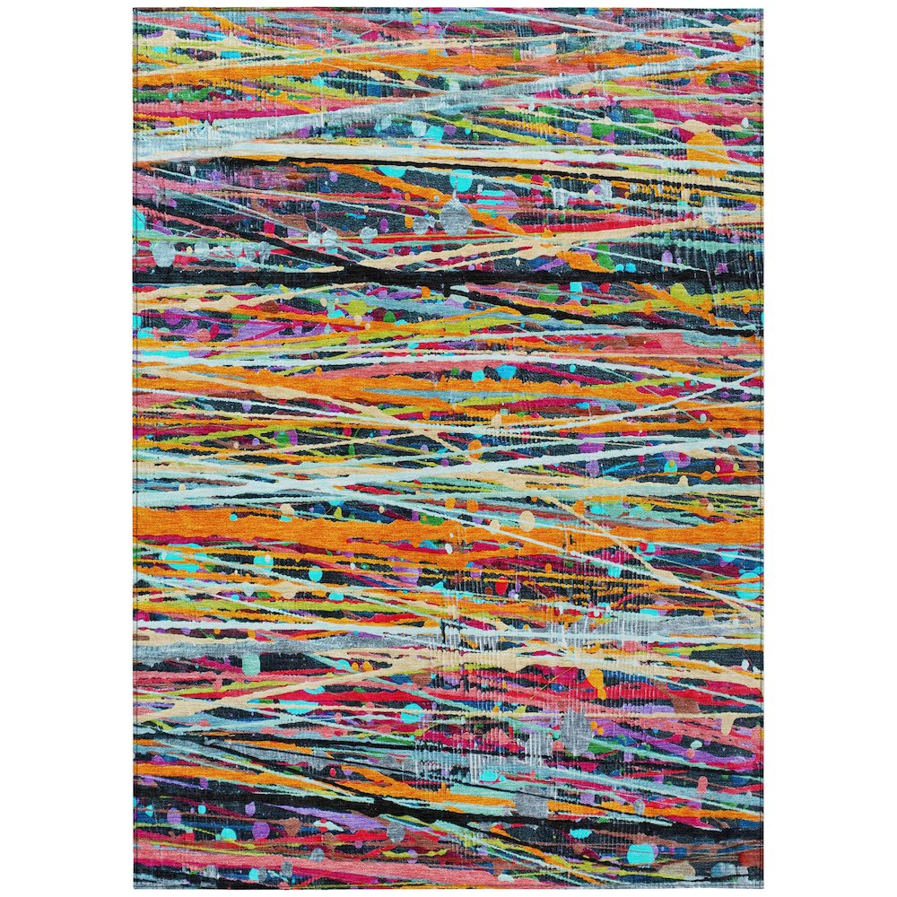 Machine Washable Indoor/Outdoor Chantille ACN2125 Orange 5' x 7'6" Rug