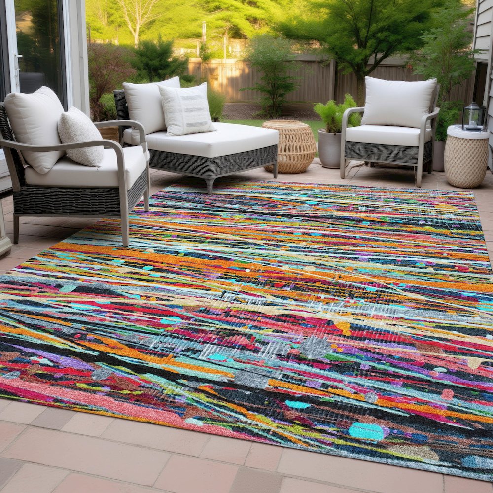 Machine Washable Indoor/Outdoor Chantille ACN2125 Orange 5' x 7'6" Rug