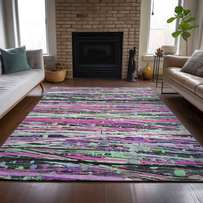 Machine Washable Indoor/Outdoor Chantille ACN2125 Pink 5' x 7'6" Rug