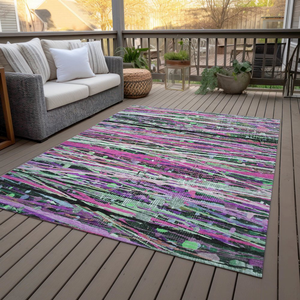 Machine Washable Indoor/Outdoor Chantille ACN2125 Pink 5' x 7'6" Rug