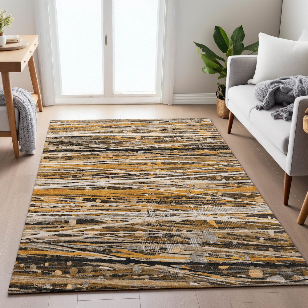 Machine Washable Indoor/Outdoor Chantille ACN2126 Copper 5' x 7'6" Rug