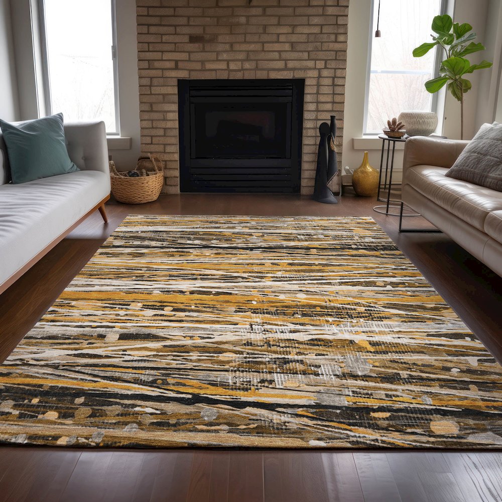 Machine Washable Indoor/Outdoor Chantille ACN2126 Copper 5' x 7'6" Rug