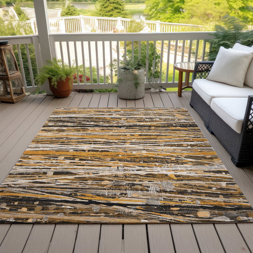 Machine Washable Indoor/Outdoor Chantille ACN2126 Copper 5' x 7'6" Rug