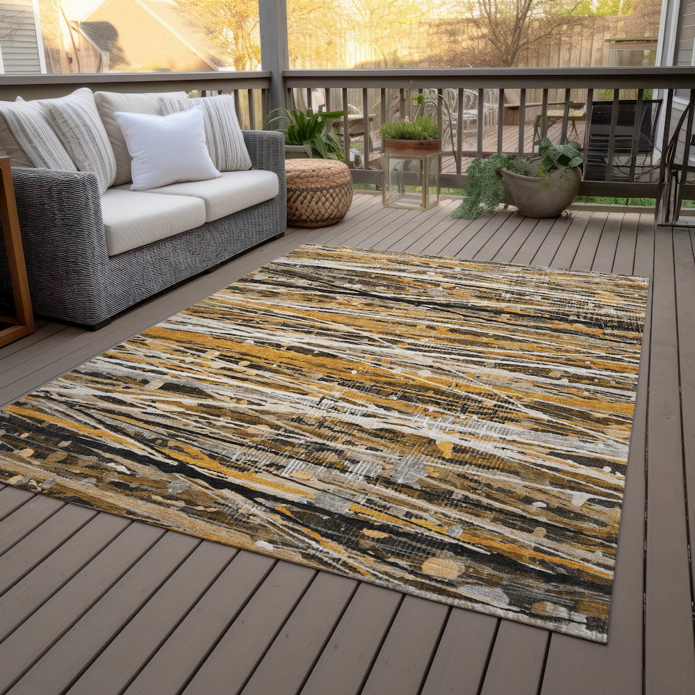 Machine Washable Indoor/Outdoor Chantille ACN2126 Copper 5' x 7'6" Rug