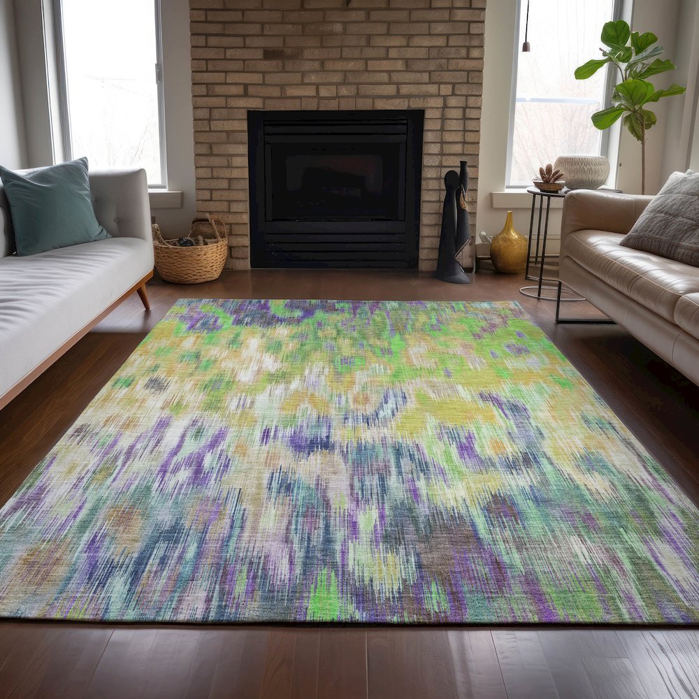 Machine Washable Indoor/Outdoor Chantille ACN2129 Green 5' x 7'6" Rug