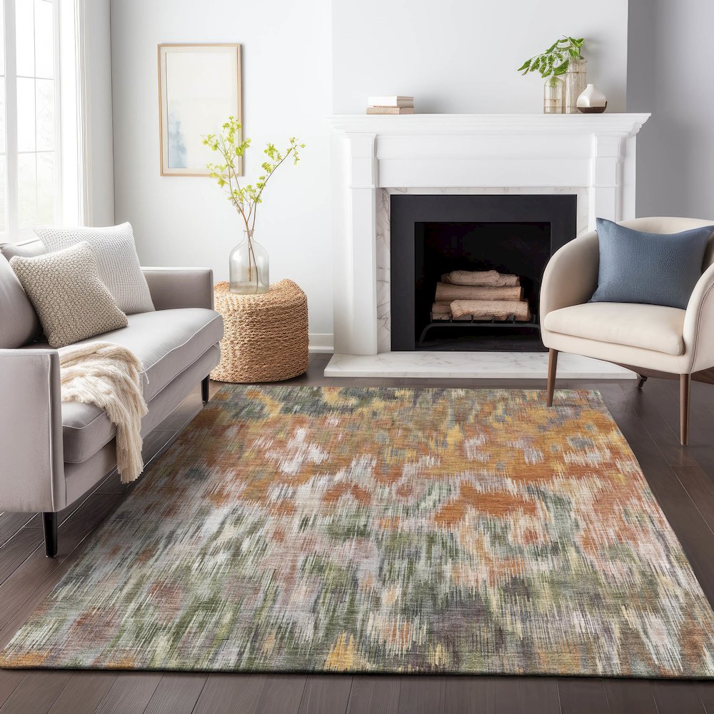 Machine Washable Indoor/Outdoor Chantille ACN2129 Terracotta 5' x 7'6" Rug