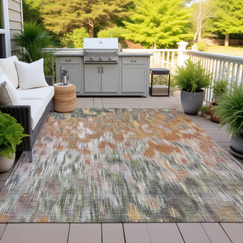 Machine Washable Indoor/Outdoor Chantille ACN2129 Terracotta 5' x 7'6" Rug