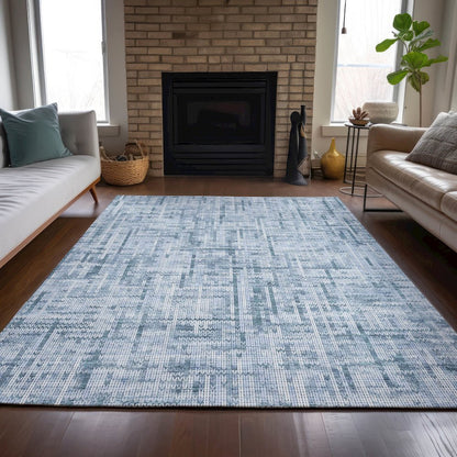 Machine Washable Indoor/Outdoor Chantille ACN2130 Blue 5' x 7'6" Rug