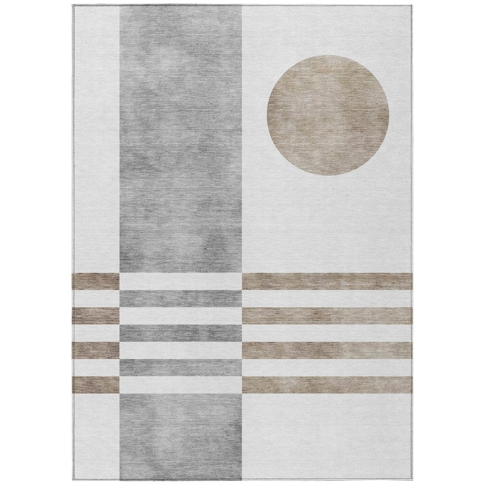 Machine Washable Indoor/Outdoor Chantille ACN2131 Ivory 5' x 7'6" Rug