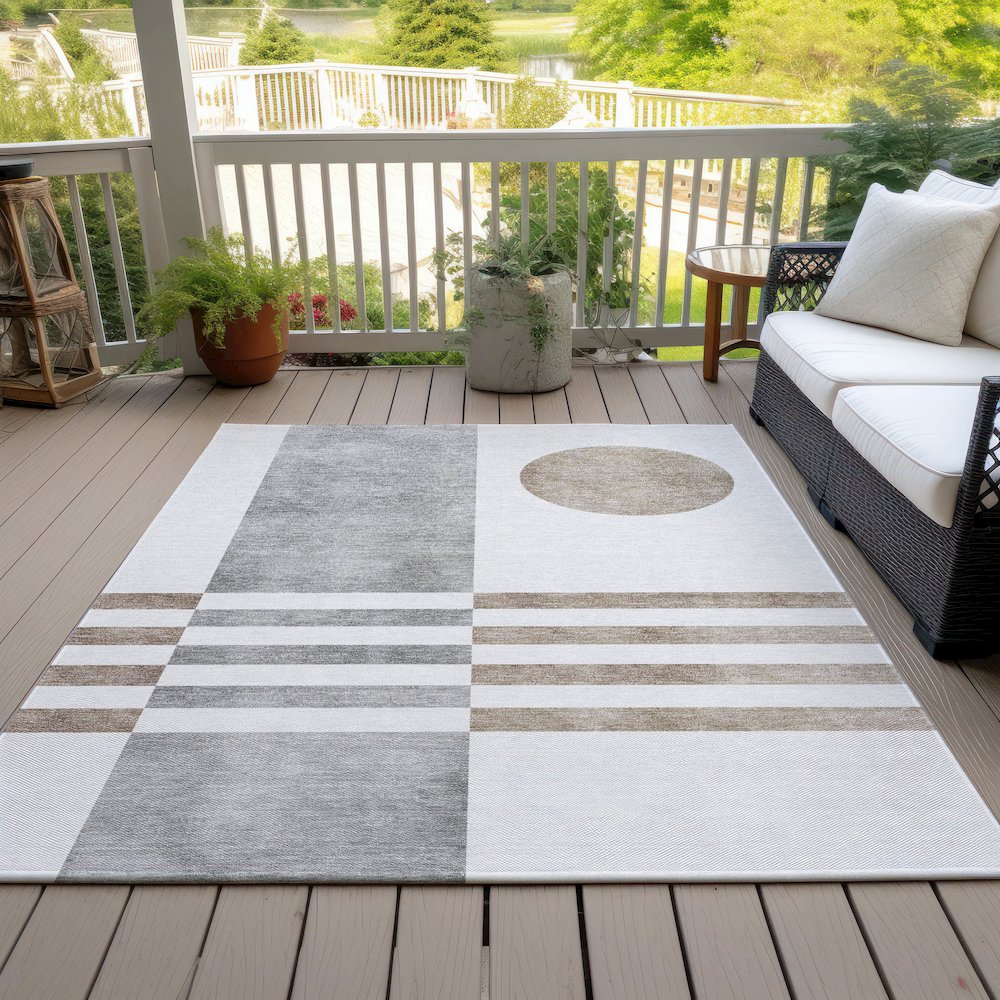 Machine Washable Indoor/Outdoor Chantille ACN2131 Ivory 5' x 7'6" Rug