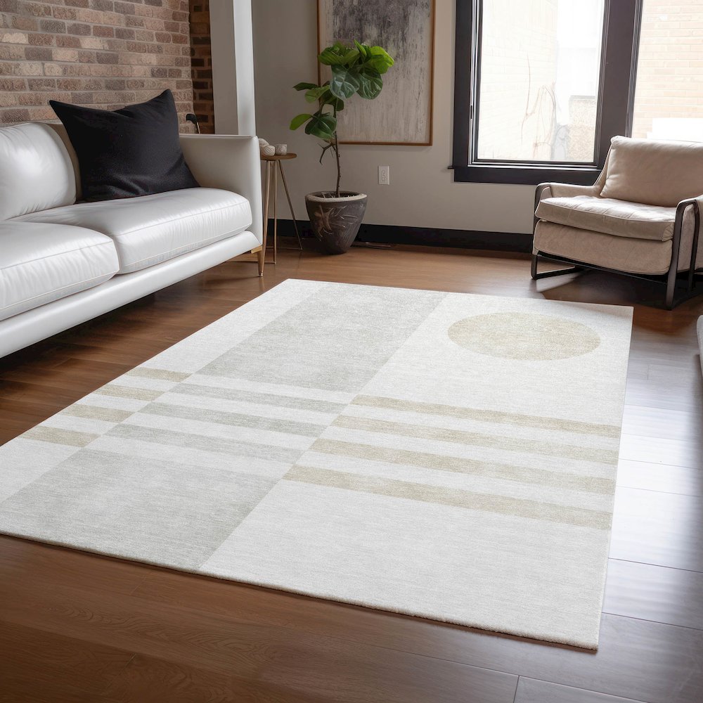 Machine Washable Indoor/Outdoor Chantille ACN2131 Linen 5' x 7'6" Rug