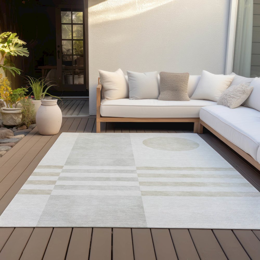 Machine Washable Indoor/Outdoor Chantille ACN2131 Linen 5' x 7'6" Rug
