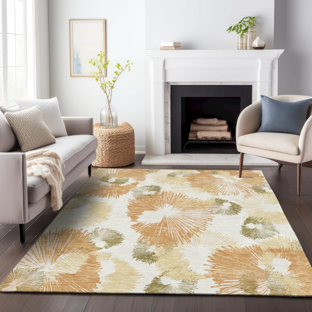 Machine Washable Indoor/Outdoor Chantille ACN2132 Coral 5' x 7'6" Rug