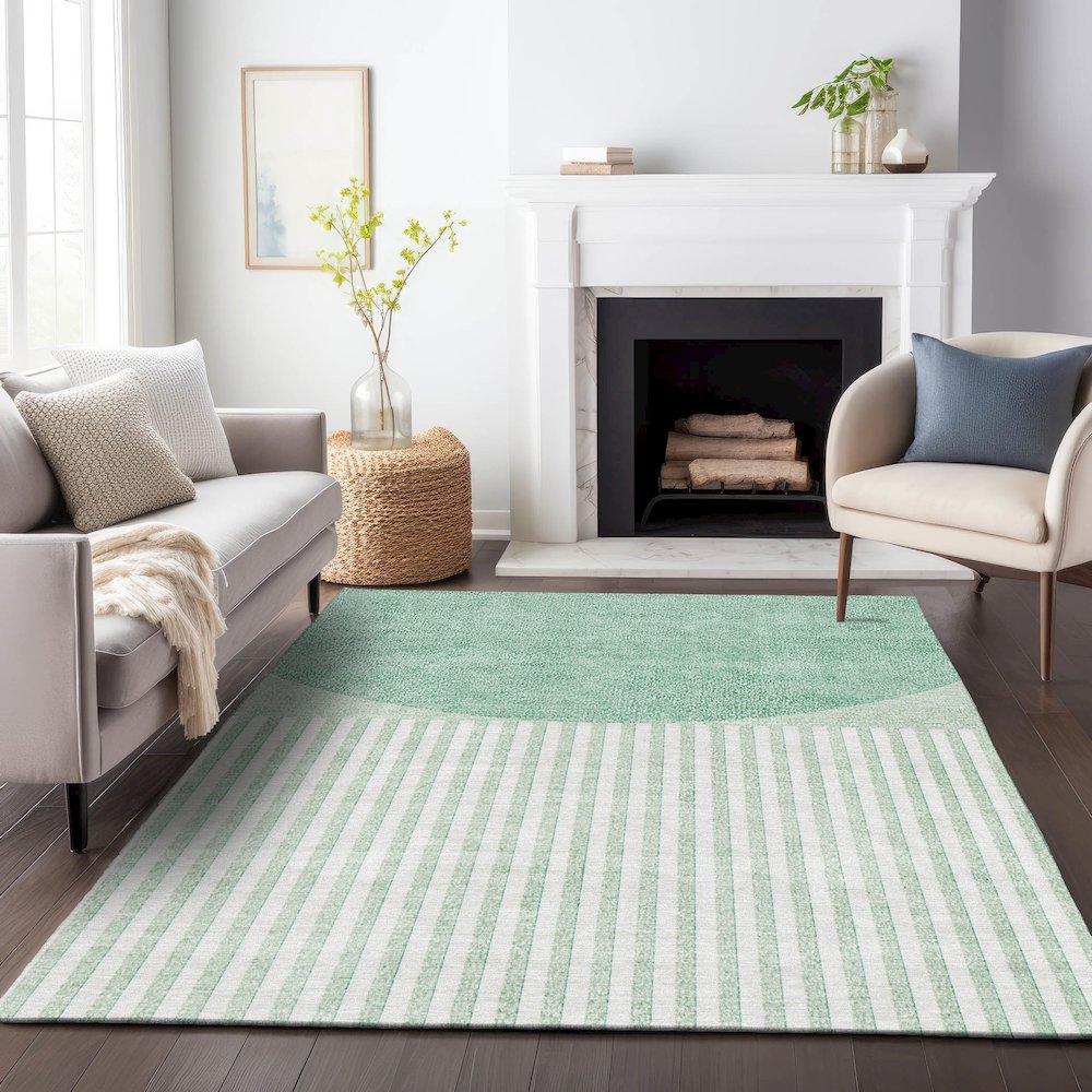 Machine Washable Indoor/Outdoor Chantille ACN2134 Teal 5' x 7'6" Rug
