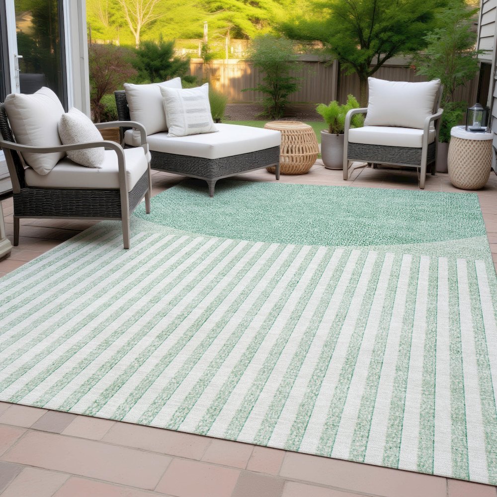 Machine Washable Indoor/Outdoor Chantille ACN2134 Teal 5' x 7'6" Rug