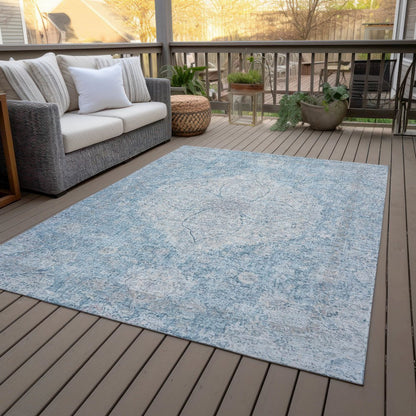 Machine Washable Indoor/Outdoor Chantille ACN2136 Denim 5' x 7'6" Rug