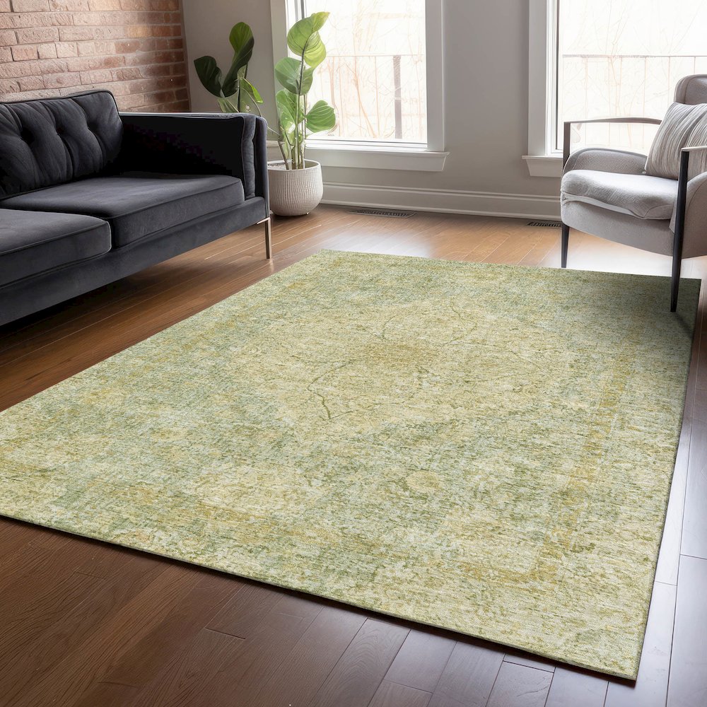 Machine Washable Indoor/Outdoor Chantille ACN2136 Sage 5' x 7'6" Rug