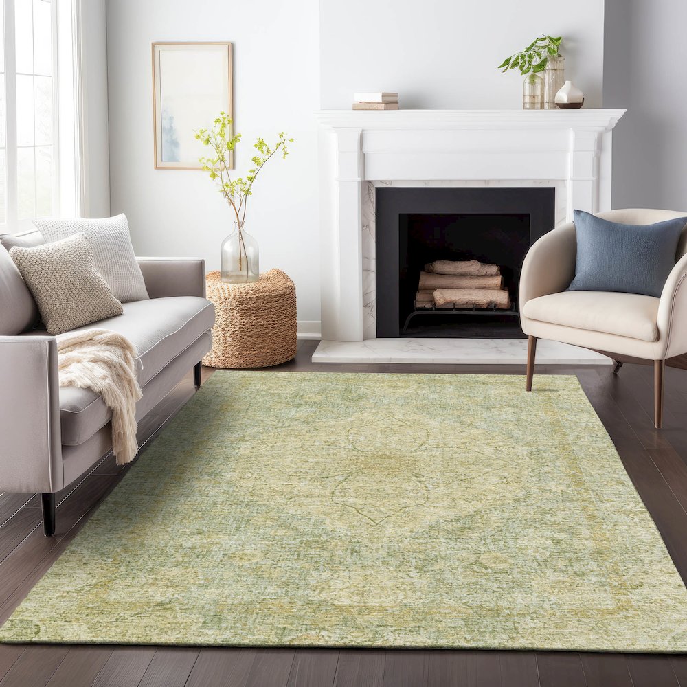 Machine Washable Indoor/Outdoor Chantille ACN2136 Sage 5' x 7'6" Rug