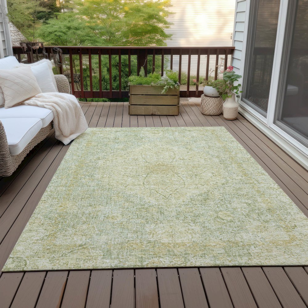 Machine Washable Indoor/Outdoor Chantille ACN2136 Sage 5' x 7'6" Rug
