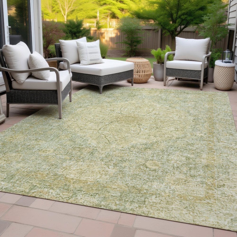 Machine Washable Indoor/Outdoor Chantille ACN2136 Sage 5' x 7'6" Rug