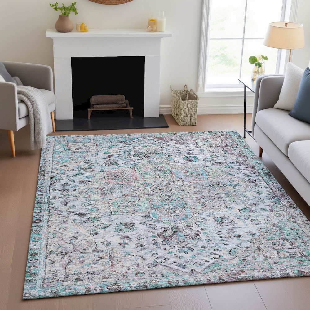 Machine Washable Indoor/Outdoor Chantille ACN2138 Sky 5' x 7'6" Rug