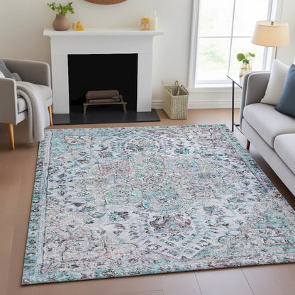 Machine Washable Indoor/Outdoor Chantille ACN2138 Sky 5' x 7'6" Rug