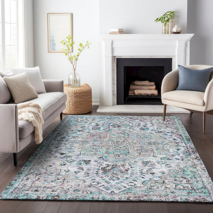 Machine Washable Indoor/Outdoor Chantille ACN2138 Sky 5' x 7'6" Rug