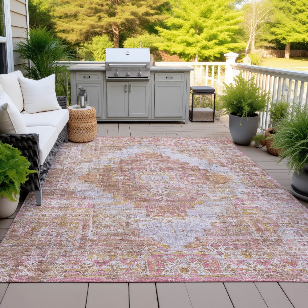 Machine Washable Indoor/Outdoor Chantille ACN2140 Blush 5' x 7'6" Rug