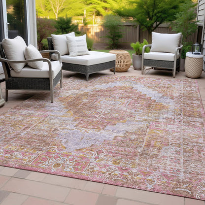 Machine Washable Indoor/Outdoor Chantille ACN2140 Blush 5' x 7'6" Rug