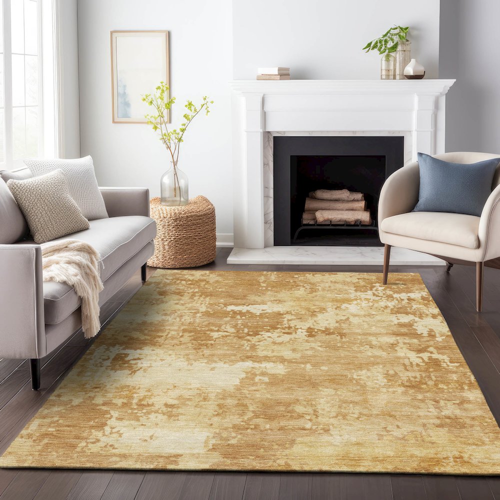 Machine Washable Indoor/Outdoor Chantille ACN2142 Copper 5' x 7'6" Rug