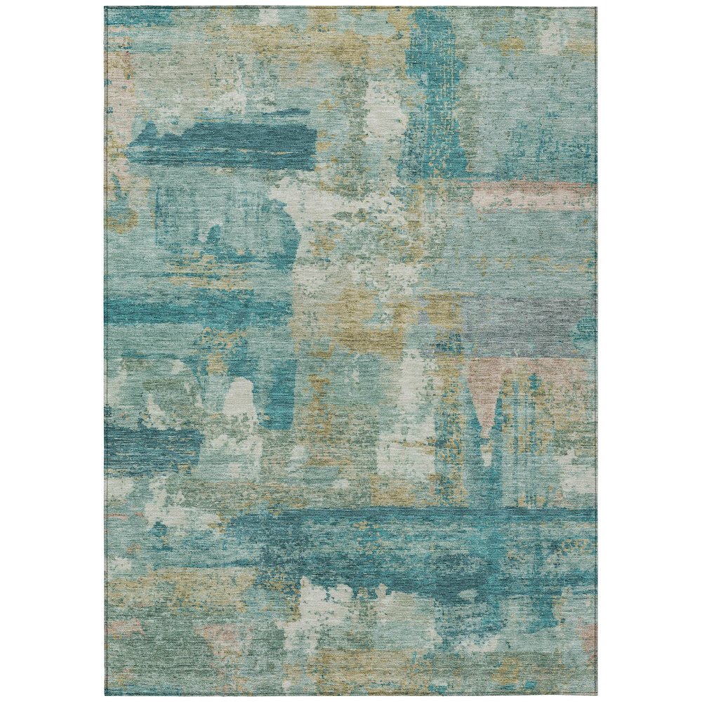 Machine Washable Indoor/Outdoor Chantille ACN2147 Teal 5' x 7'6" Rug