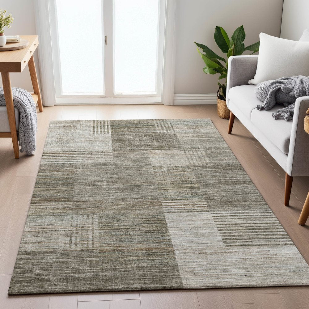 Machine Washable Indoor/Outdoor Chantille ACN2149 Pewter 5' x 7'6" Rug
