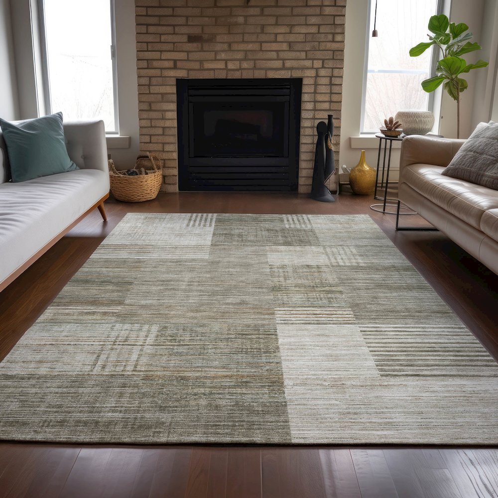 Machine Washable Indoor/Outdoor Chantille ACN2149 Pewter 5' x 7'6" Rug
