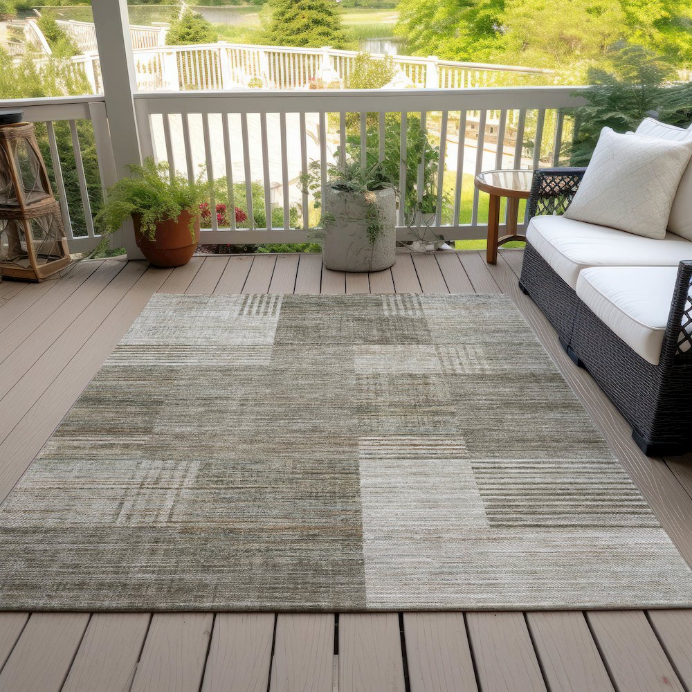 Machine Washable Indoor/Outdoor Chantille ACN2149 Pewter 5' x 7'6" Rug