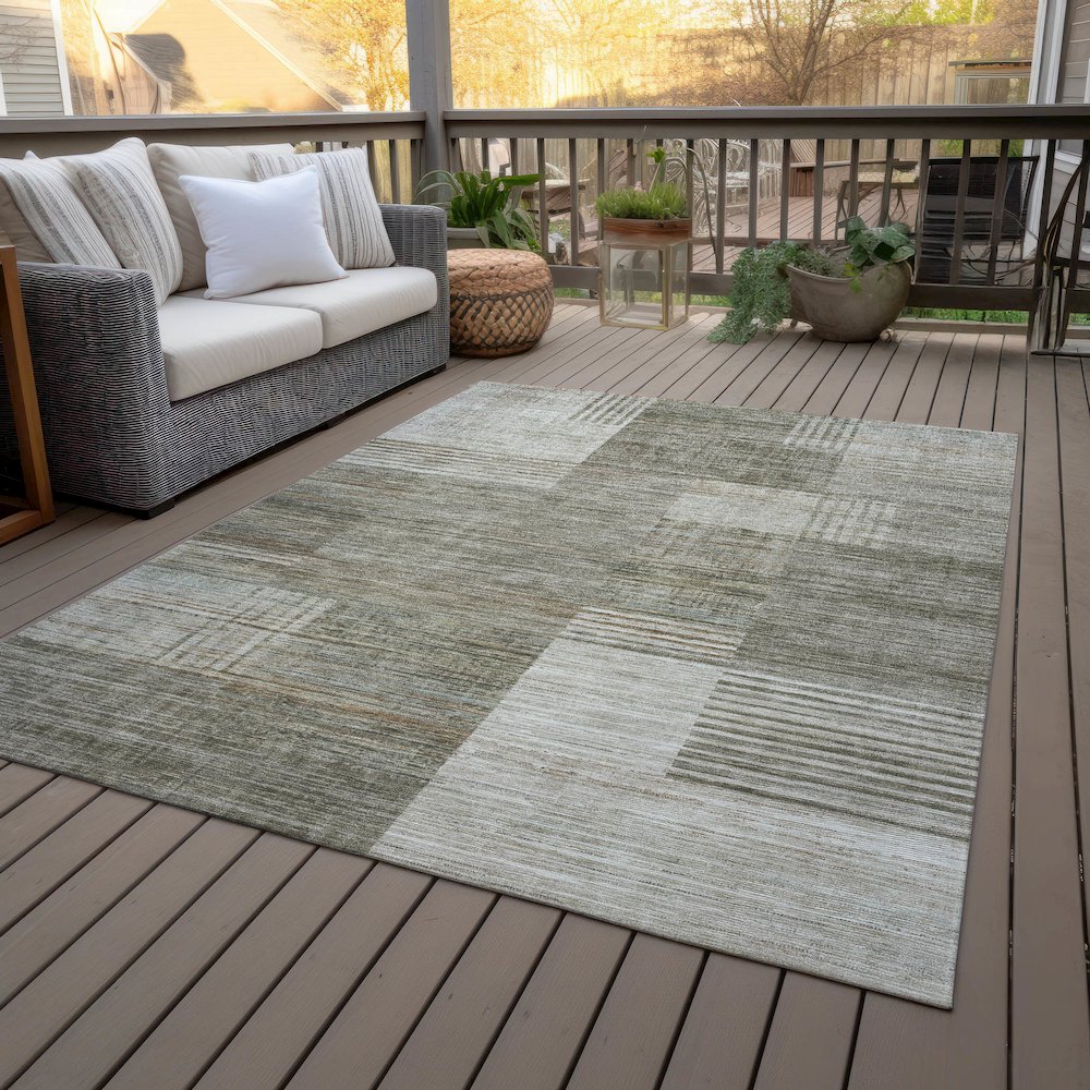 Machine Washable Indoor/Outdoor Chantille ACN2149 Pewter 5' x 7'6" Rug