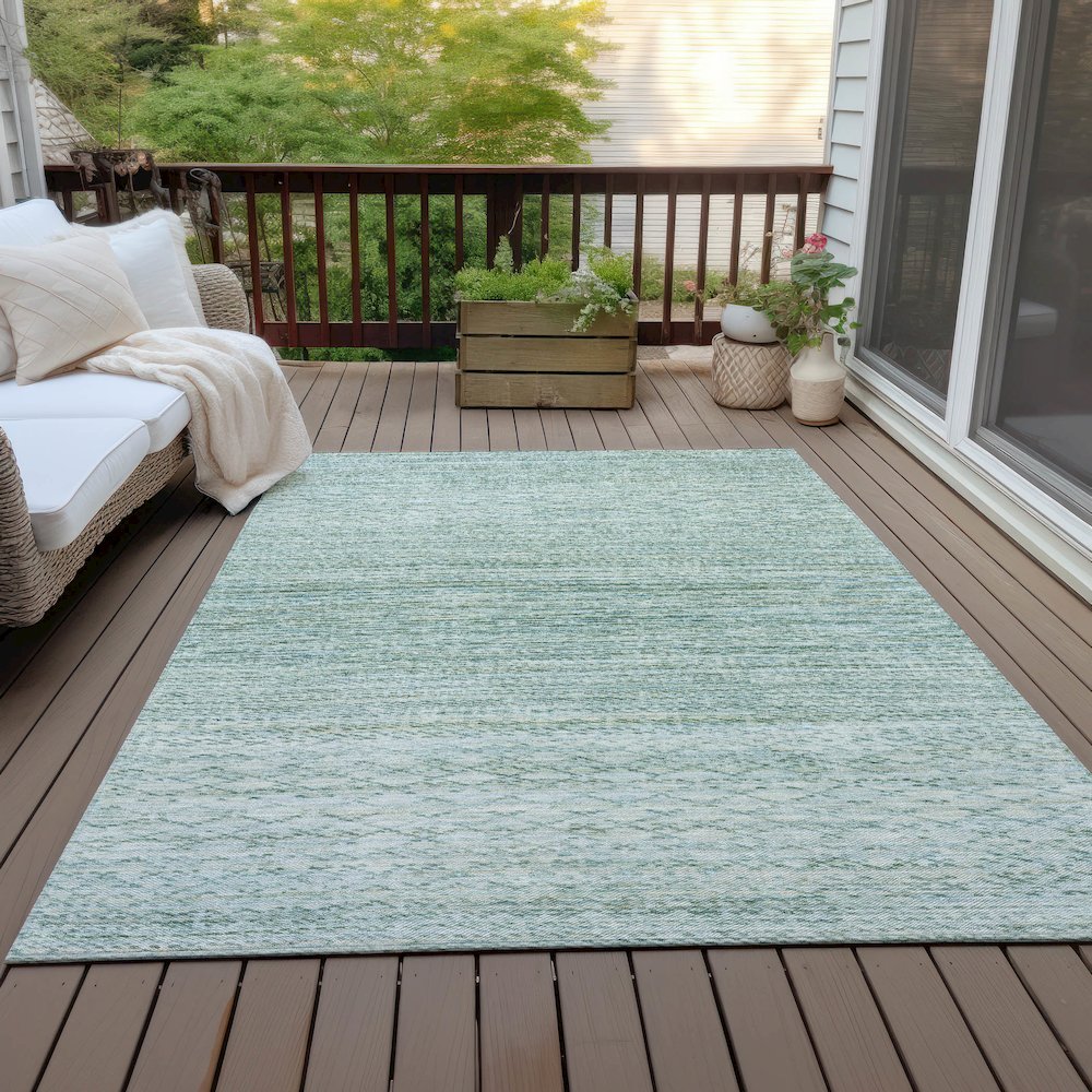 Machine Washable Indoor/Outdoor Chantille ACN2150 Aqua 5' x 7'6" Rug