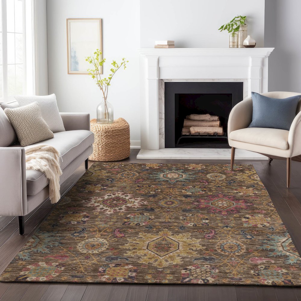 Machine Washable Indoor/Outdoor Chantille ACN2151 Chocolate 5' x 7'6" Rug