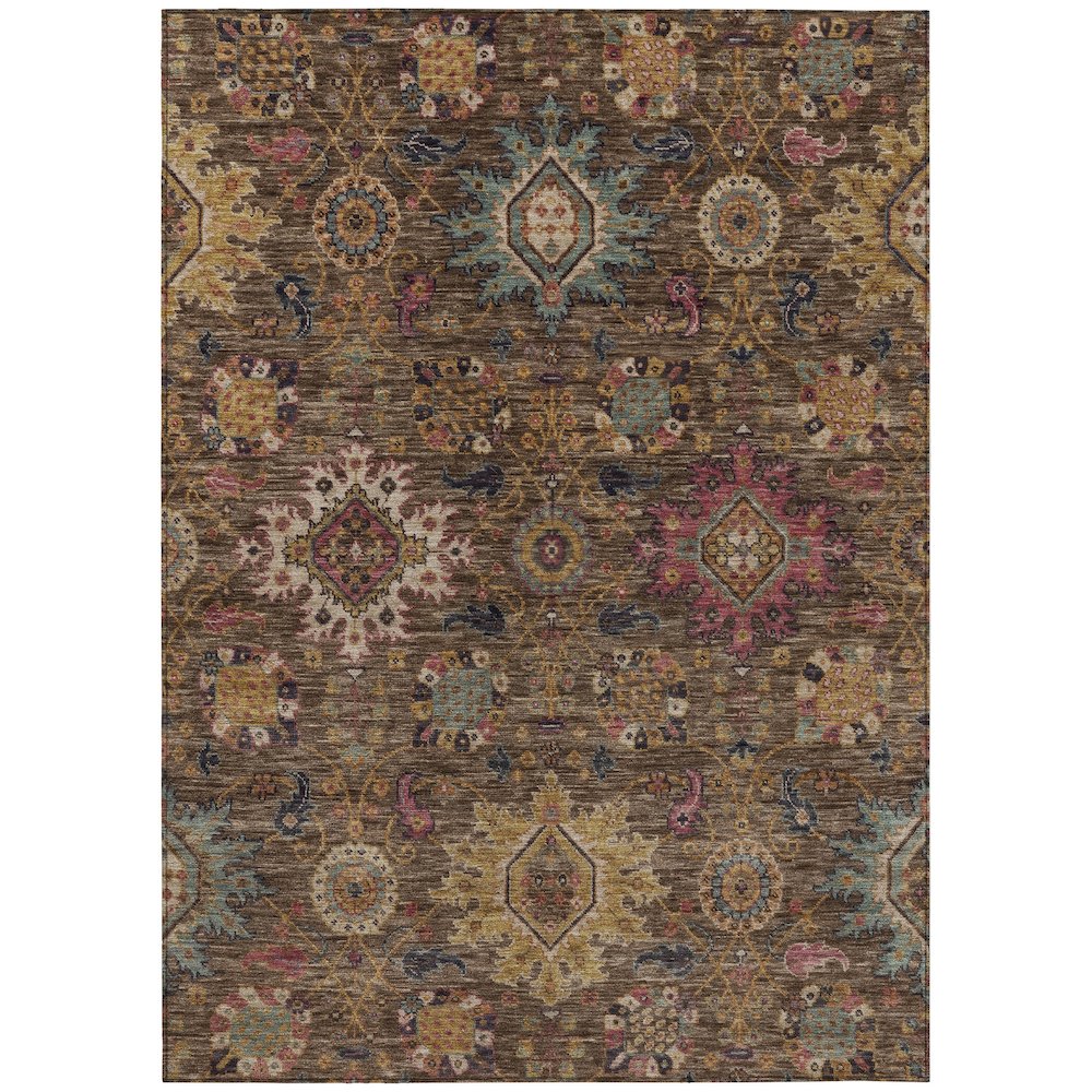 Machine Washable Indoor/Outdoor Chantille ACN2151 Chocolate 5' x 7'6" Rug