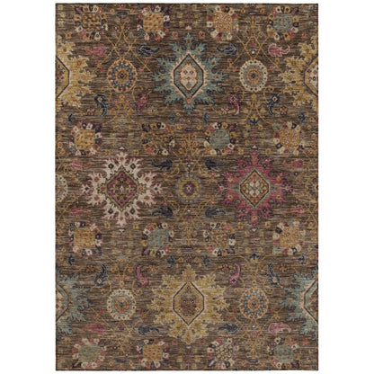 Machine Washable Indoor/Outdoor Chantille ACN2151 Chocolate 5' x 7'6" Rug