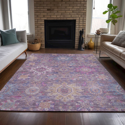Machine Washable Indoor/Outdoor Chantille ACN2151 Eggplant 5' x 7'6" Rug