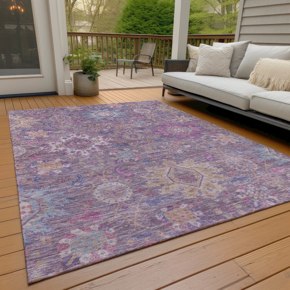 Machine Washable Indoor/Outdoor Chantille ACN2151 Eggplant 5' x 7'6" Rug