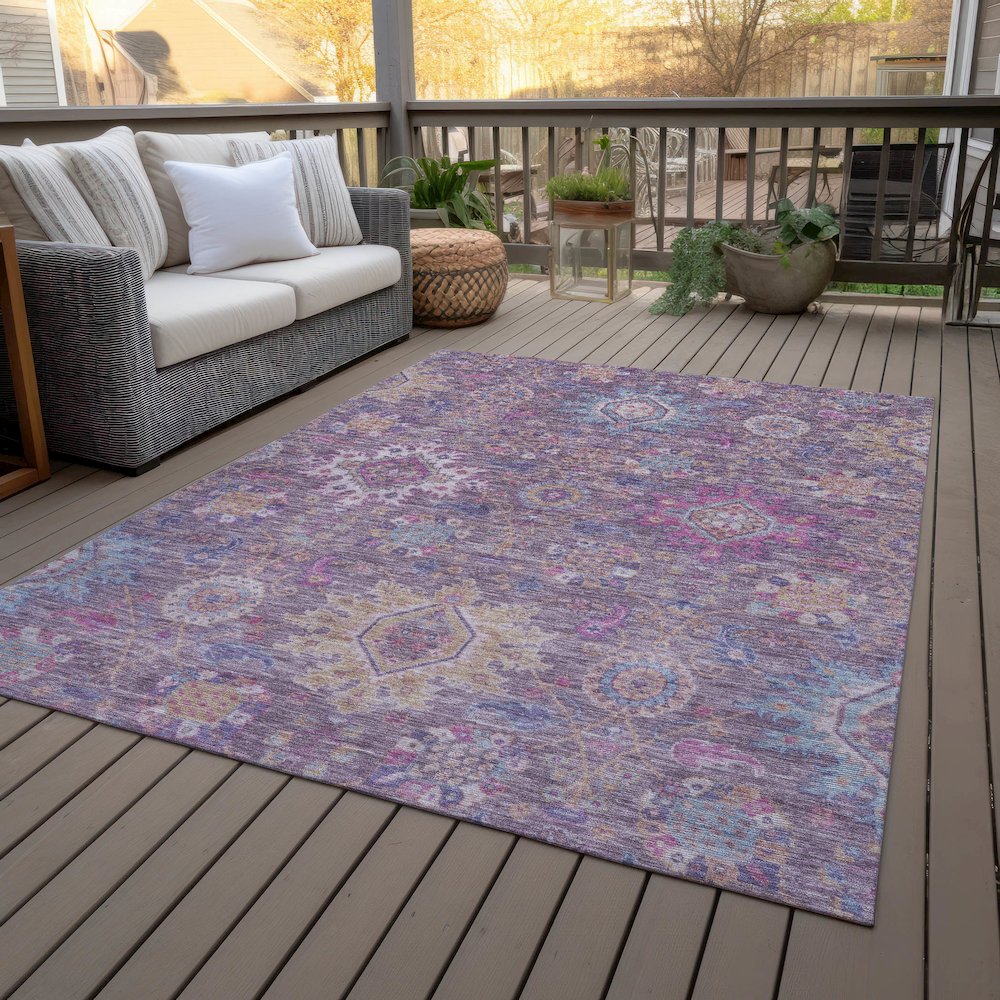 Machine Washable Indoor/Outdoor Chantille ACN2151 Eggplant 5' x 7'6" Rug