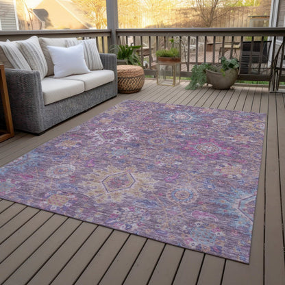 Machine Washable Indoor/Outdoor Chantille ACN2151 Eggplant 5' x 7'6" Rug