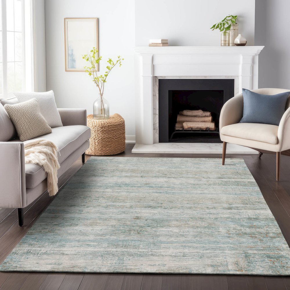 Machine Washable Indoor/Outdoor Chantille ACN2154 Aqua 5' x 7'6" Rug