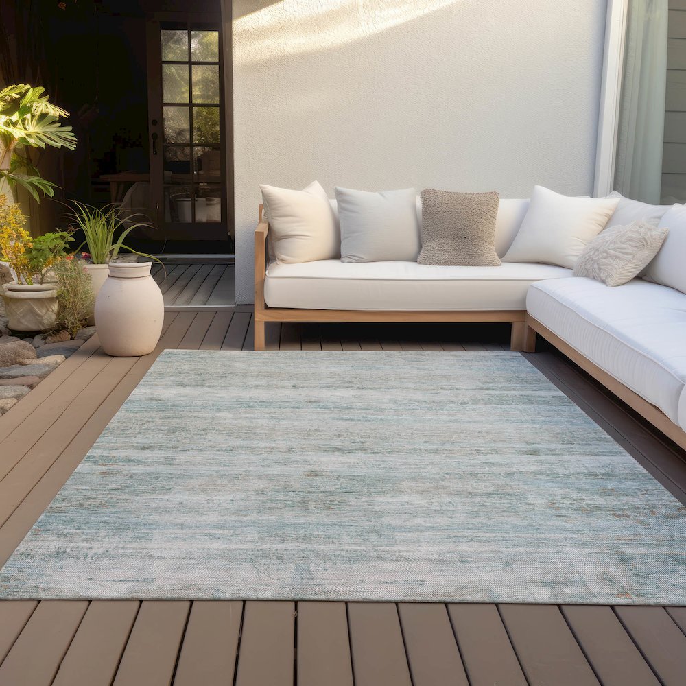 Machine Washable Indoor/Outdoor Chantille ACN2154 Aqua 5' x 7'6" Rug