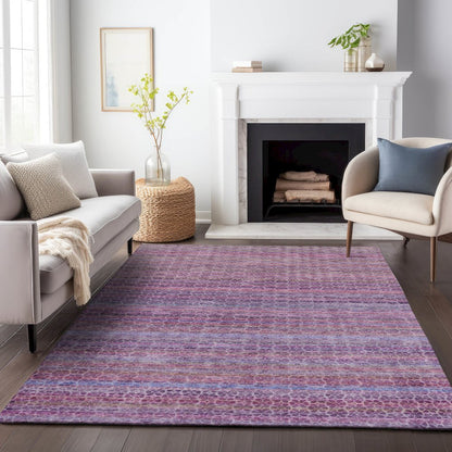 Machine Washable Indoor/Outdoor Chantille ACN2155 Purple 5' x 7'6" Rug